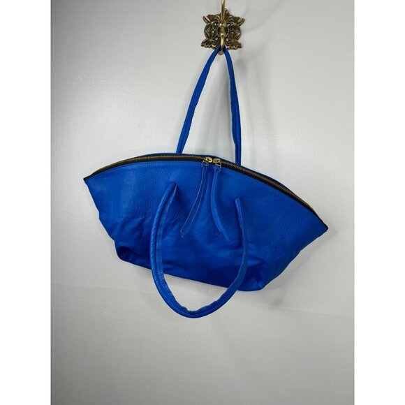 NEW Erin Templeton Rhombus Electric Blue Leather Shoulder Bag Zip Top - Picture 2 of 6